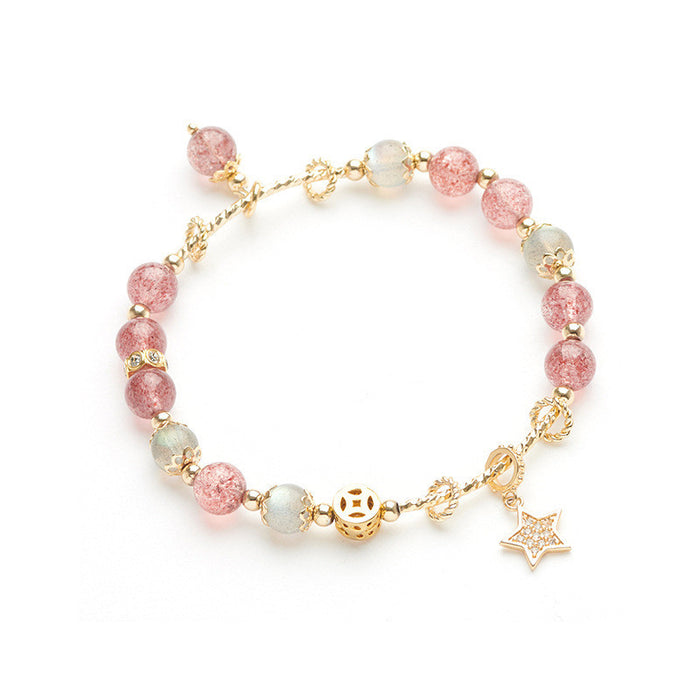 Strawberry Cristal Bracelet with a Peach Lucky Star