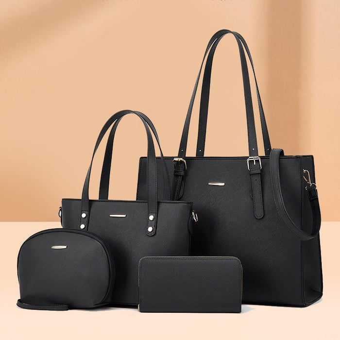 Stylish 4-Piece Solid Color Bag Set