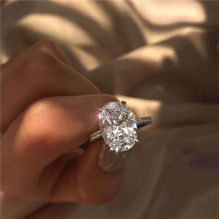 European and American large oval jewelry ring