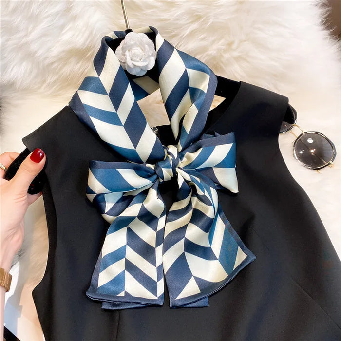 LEONOR 100%Real Silk Plaid Print Scarf Women