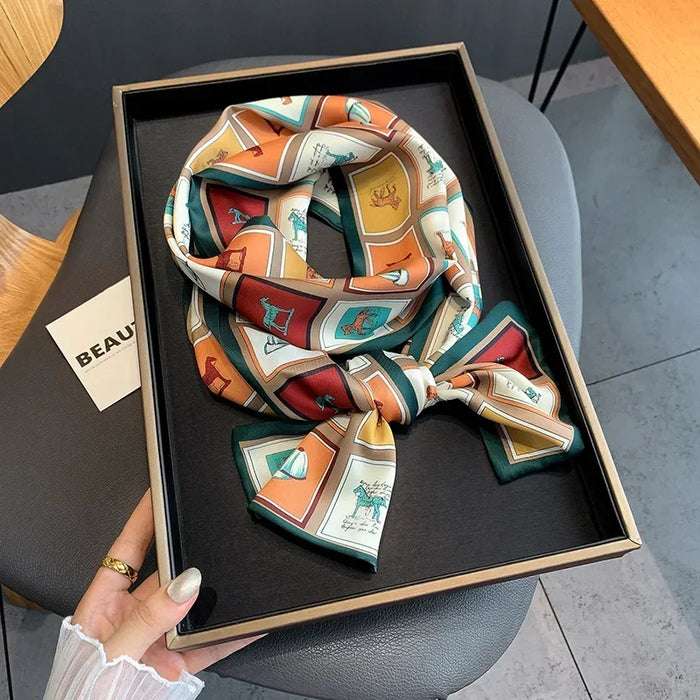 Ribbon Scarf Women Luxury Horse Design