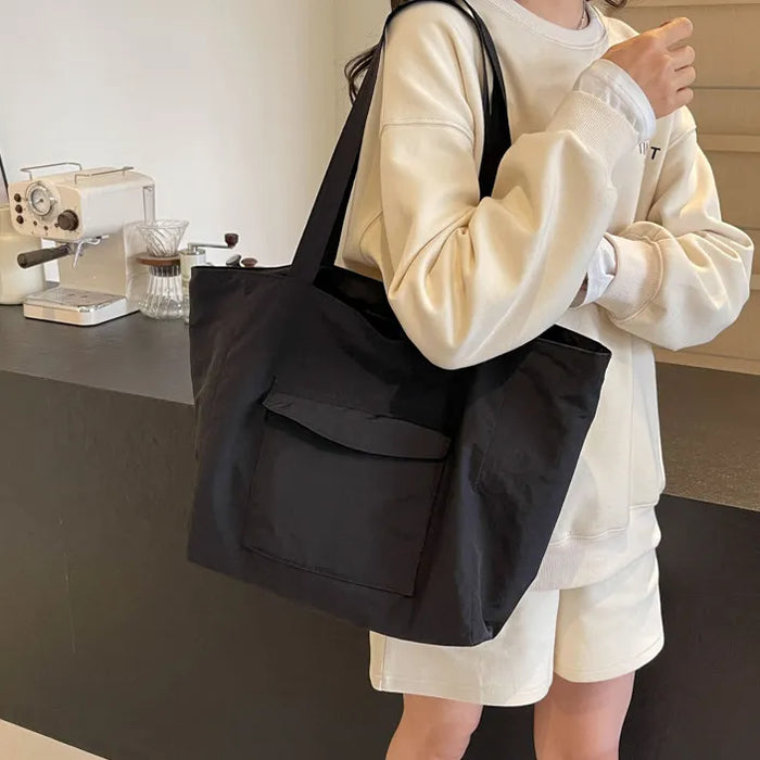 Sleek Spacious Solids Nylon Handbags
