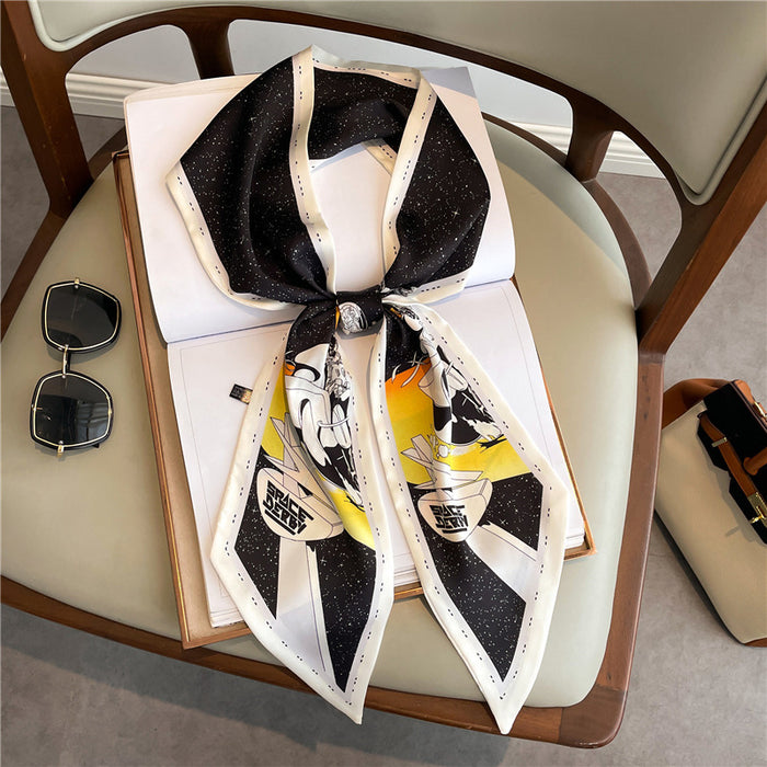 Thin Narrow Long  Silk Scarves Women's tie.