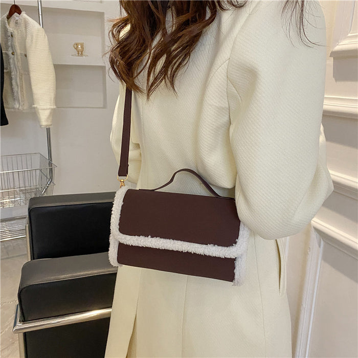 Elegant Contrast Flap Shoulder Purse