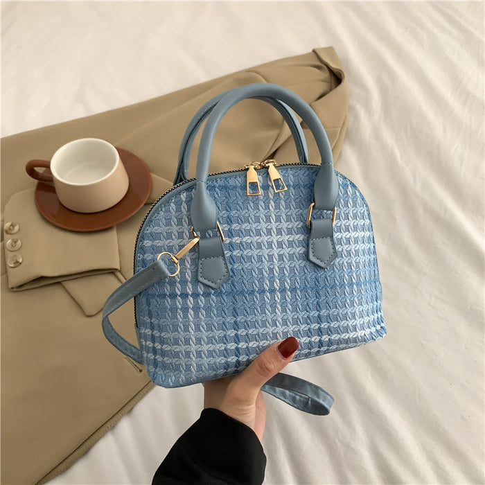 Wholesale Women Fashion Simple Solid Color Rhombus Pattern Handbag