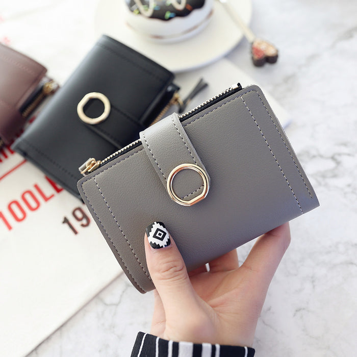 New Style Simple Wallet With Zipper Buckle Ring