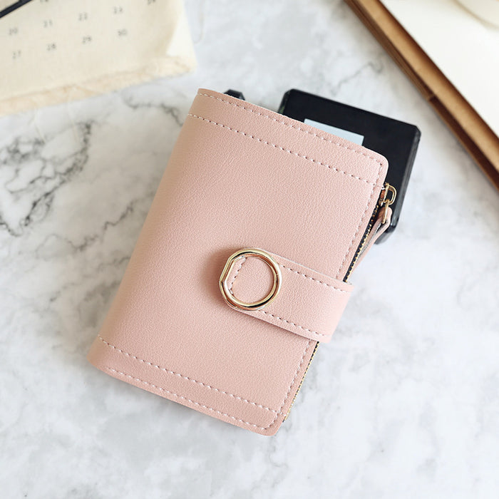 New Style Simple Wallet With Zipper Buckle Ring