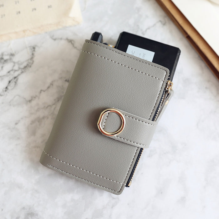 New Style Simple Wallet With Zipper Buckle Ring