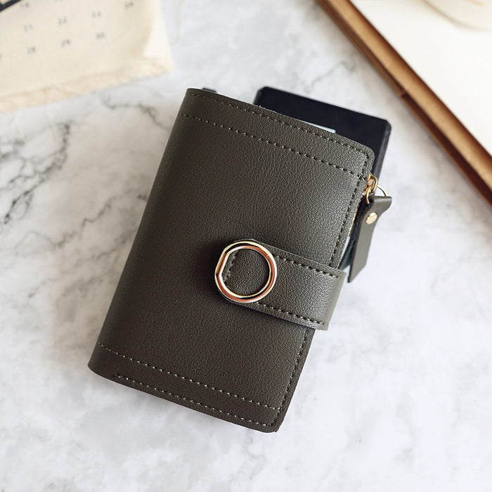 New Style Simple Wallet With Zipper Buckle Ring