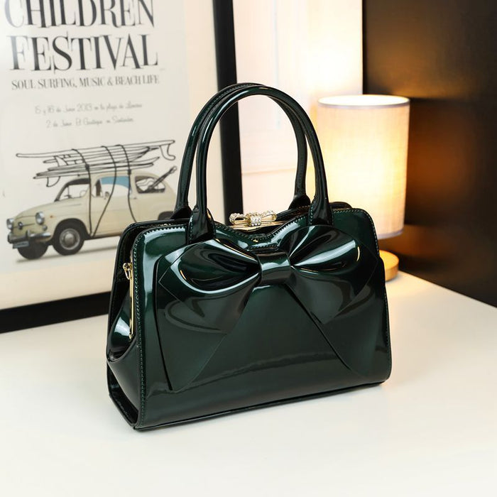 Sleek & Stylish Large-Capacity Stone-Print Glossy Handbag