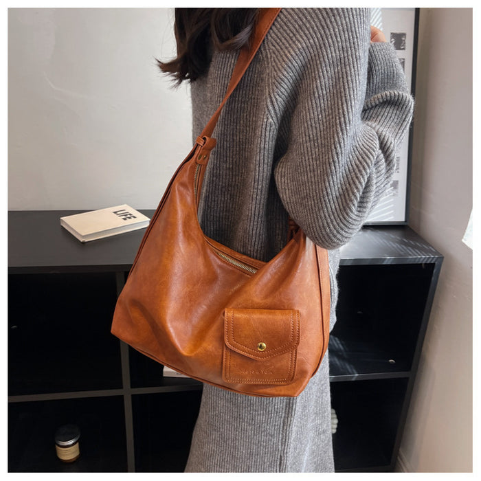 Trendy Oversized Solid Color Shoulder Tote