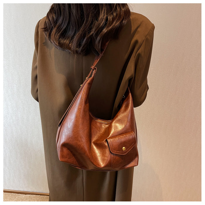 Trendy Oversized Solid Color Shoulder Tote