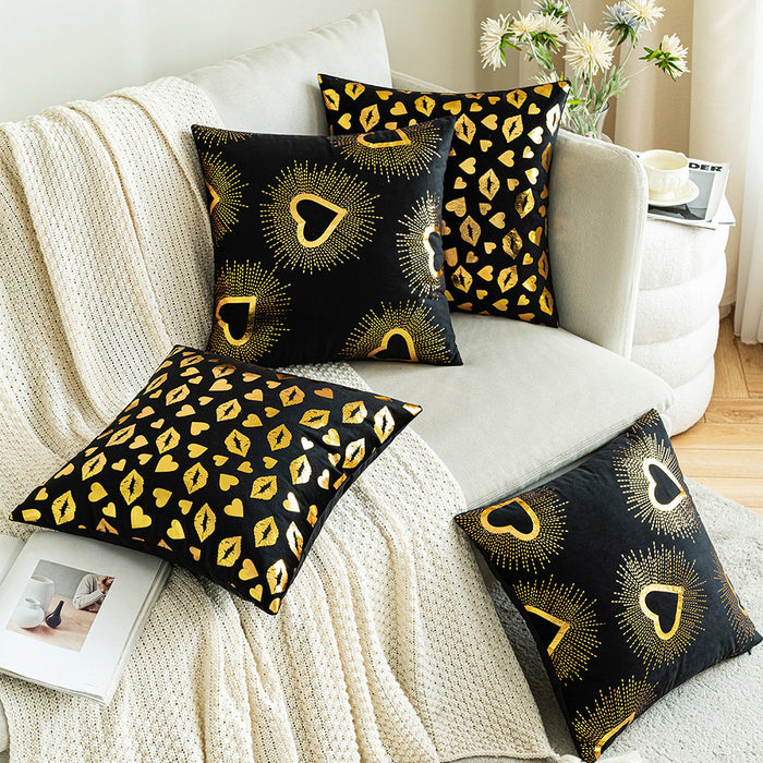 Fashion Black Velvet Printed Pillow