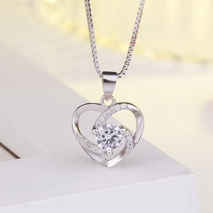 Heart Pendant Sterling Silver clavicle Necklace