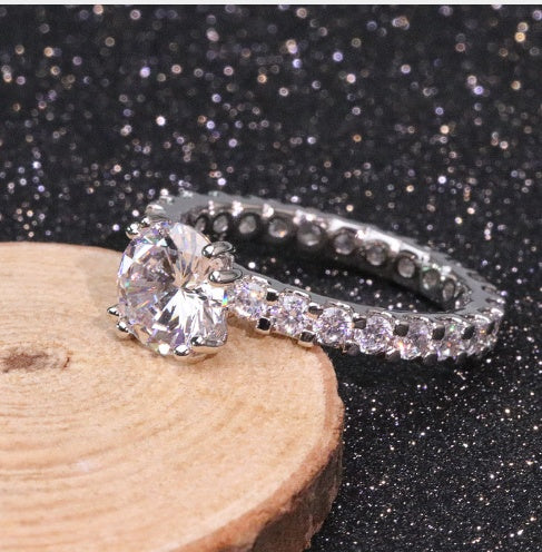 Fully round diamond social lady fashion female ring workplace wedding dinner Ruili luxury ring