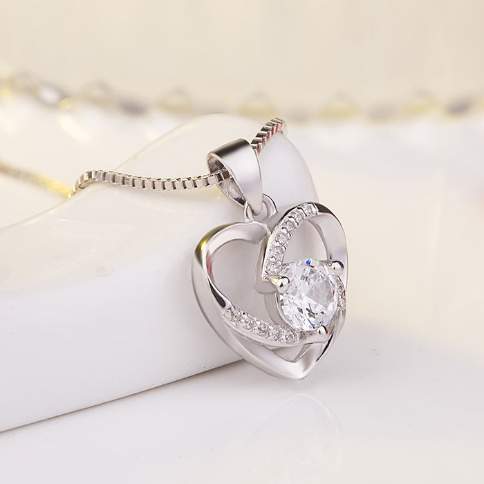 Heart Pendant Sterling Silver clavicle Necklace