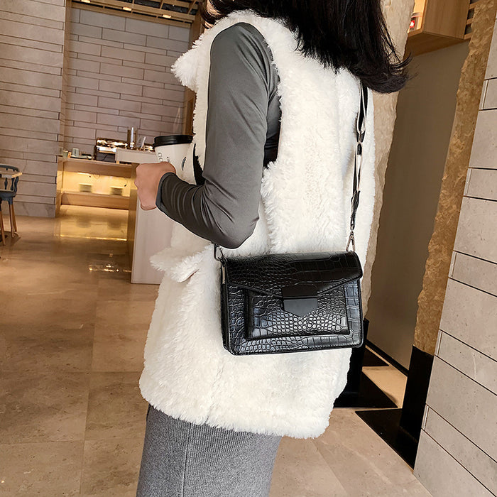 Women Fashion Casual Stone Pattern Square Shoulder Bag