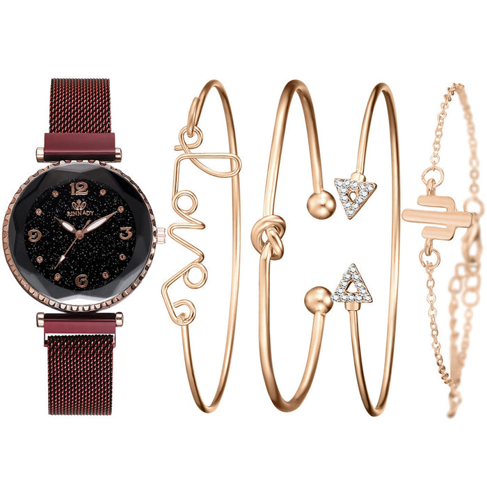 Women Watches Starry Sky Magnet Buckle  Bracelet Wristwatch