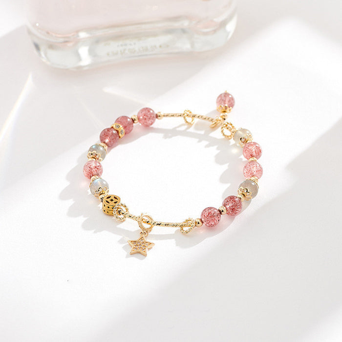 BADO Strawberry Cristal Bracelet with a Peach Lucky Star