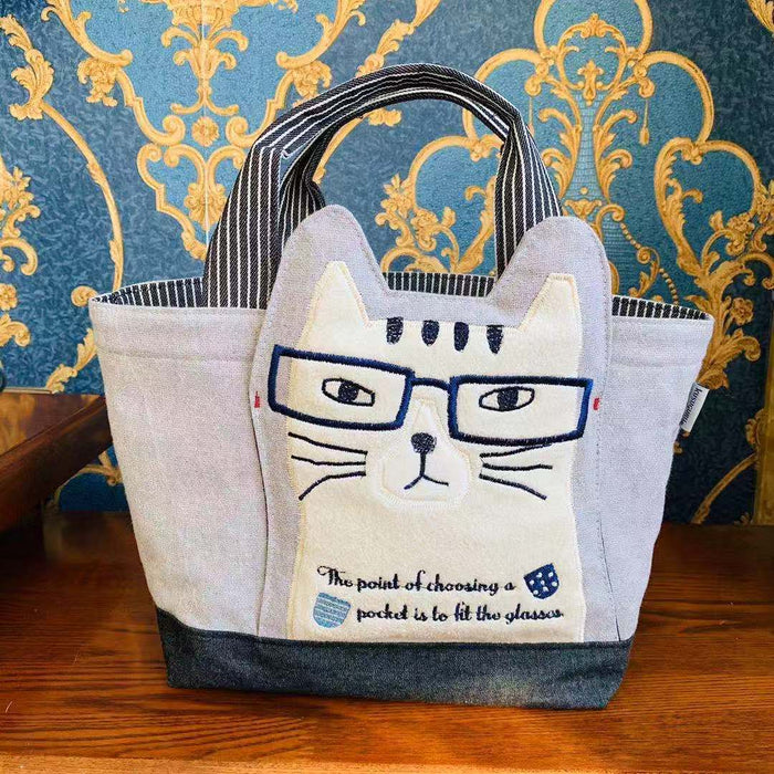 Three-dimensional cat fabric handbag