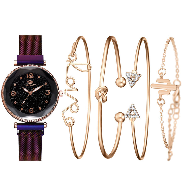 Women Watches Starry Sky Magnet Buckle  Bracelet Wristwatch