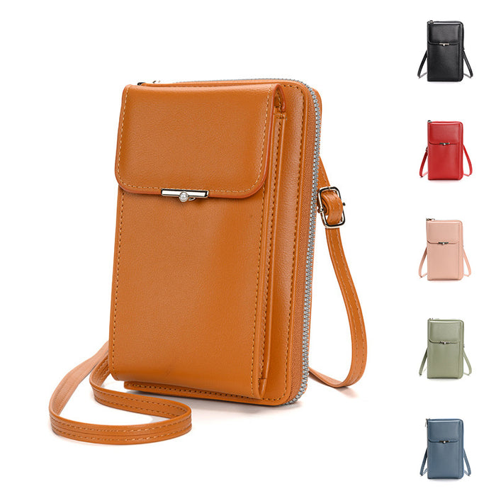 Wholesale Simple Solid Color Zipper Phone Purses