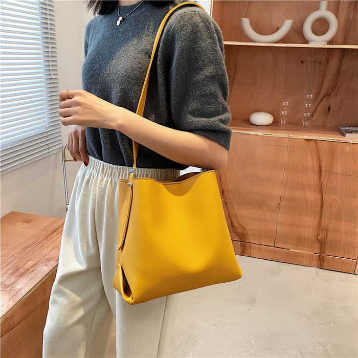 Wholesale Women Fashion Casual Simple Solid Color Large Capacity Handbag