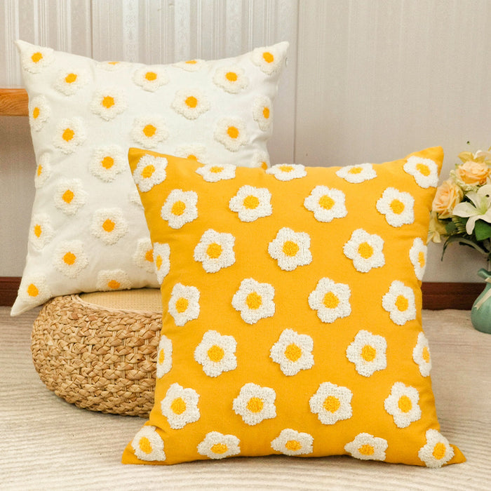 Ins Style Embroidered Sofa Cushion Simple Plush Tassel Pillowcase