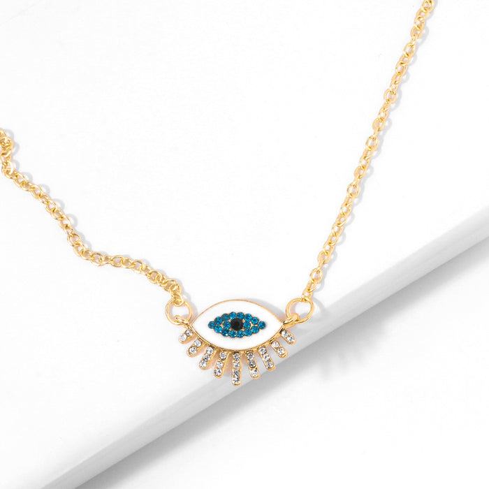 Eye necklace alloy spot diamond pendant chain Female