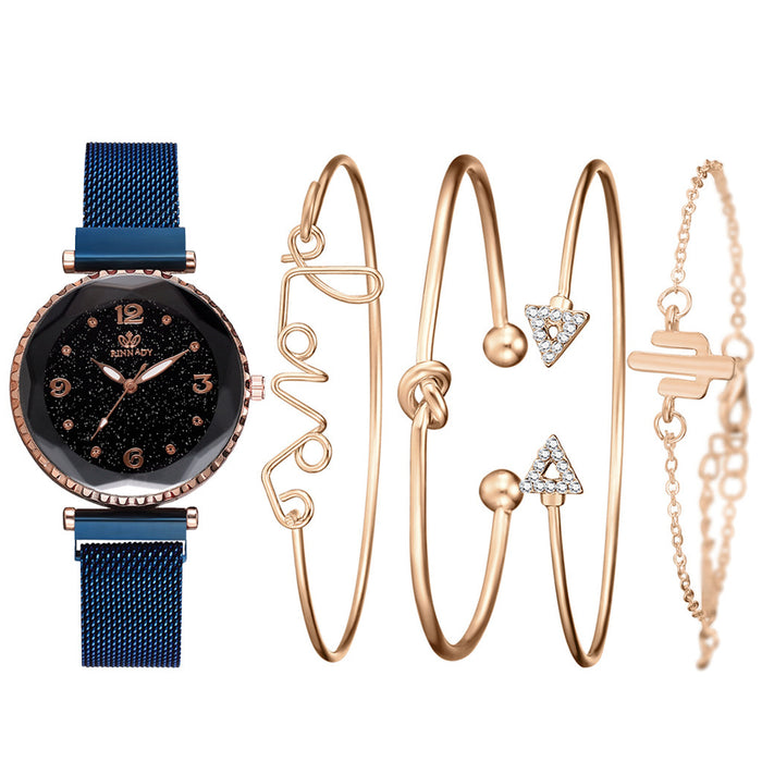 Women Watches Starry Sky Magnet Buckle  Bracelet Wristwatch