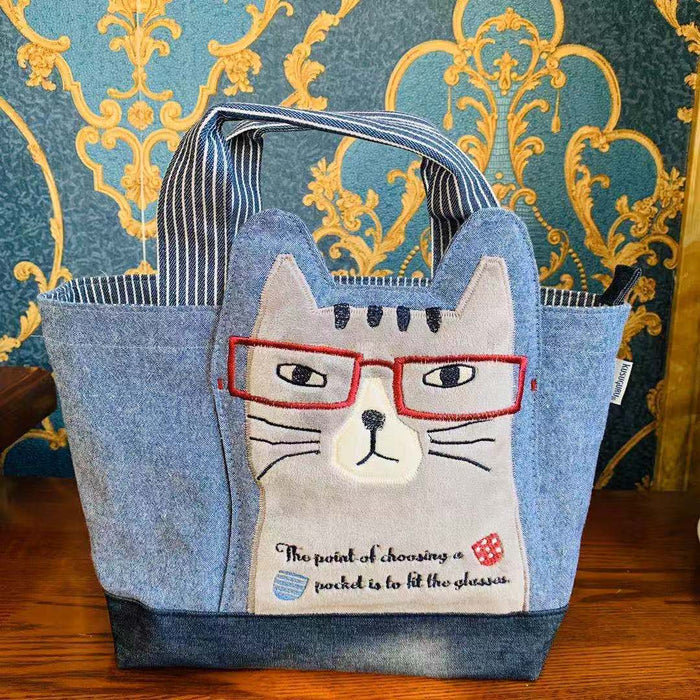 Three-dimensional cat fabric handbag