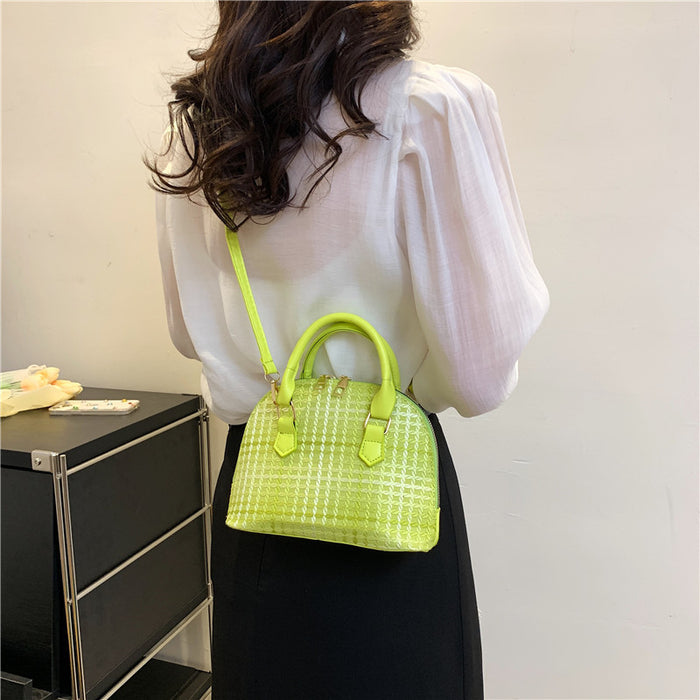 Wholesale Women Fashion Simple Solid Color Rhombus Pattern Handbag