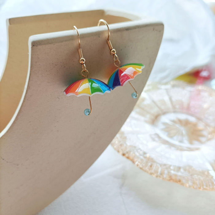 Women's Rainbow Geometric Umbrella Half Stereo Stud Earrings