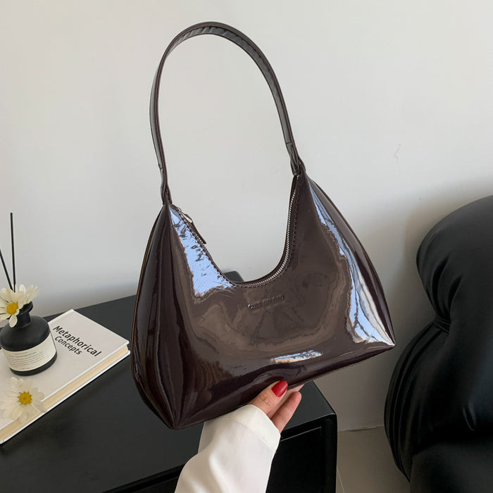 Minimalist Glossy Shoulder Handbag