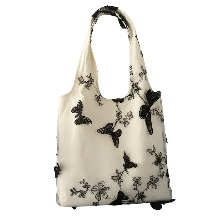 Sophisticated Butterfly Embroidered Shopper Bag