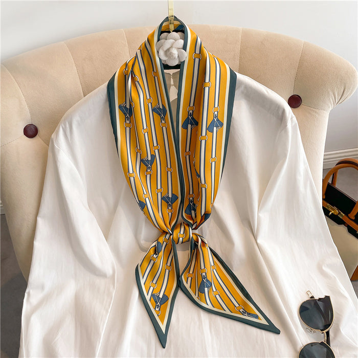 Thin Narrow Long  Silk Scarves Women's tie.