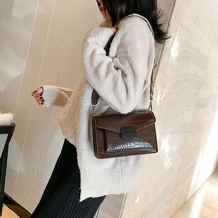 Women Fashion Casual Stone Pattern Square Shoulder Bag