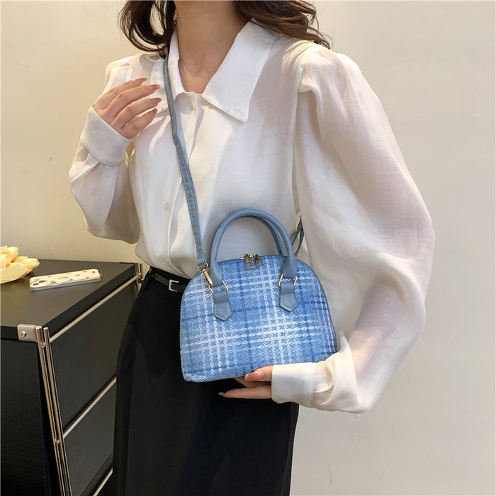 Wholesale Women Fashion Simple Solid Color Rhombus Pattern Handbag