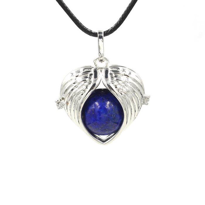 Natural crystal stone angel wings love pendant