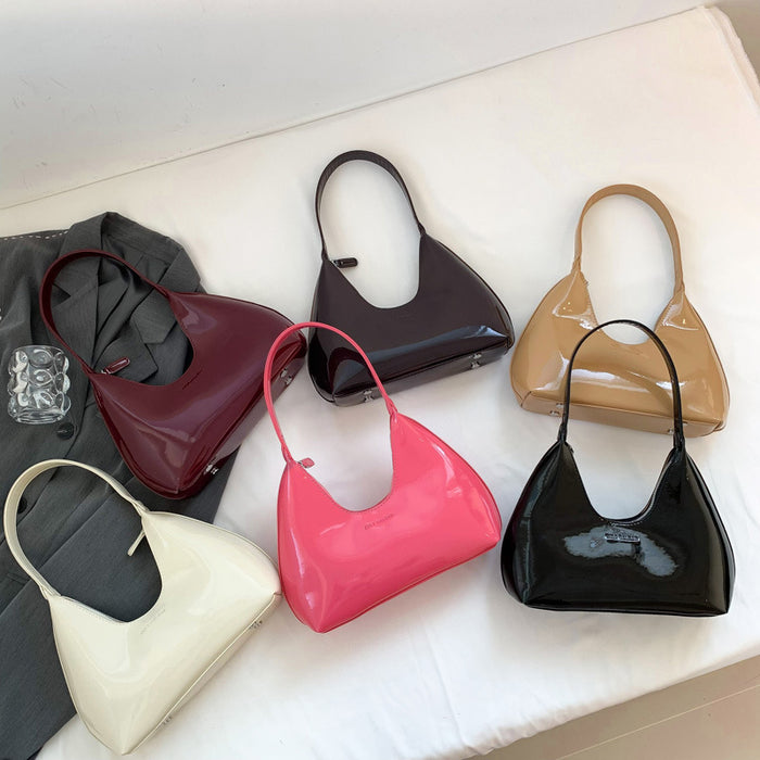 Minimalist Glossy Shoulder Handbag