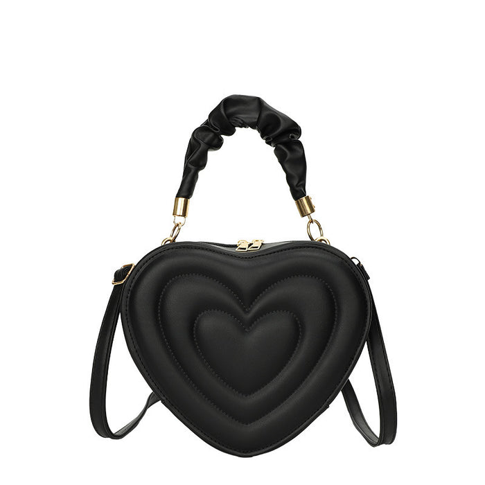 Wholesale Women Fashion Solid Color Heart-Shaped Zipper Mini Handle Crossbody Bag