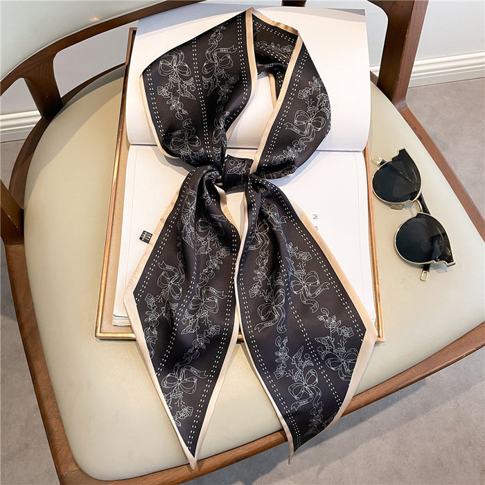 Thin Narrow Long  Silk Scarves Women's tie.