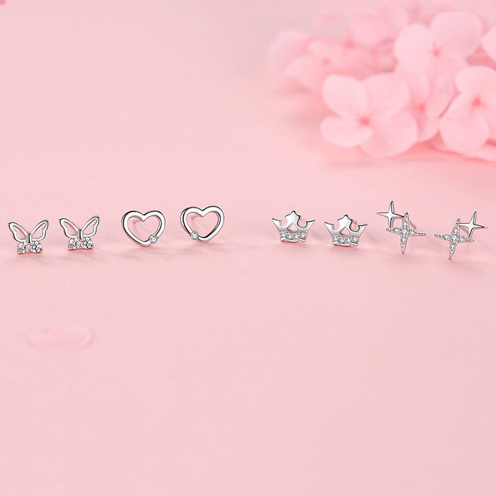 S925 Sterling Silver Hollow Butterfly Stud Earrings