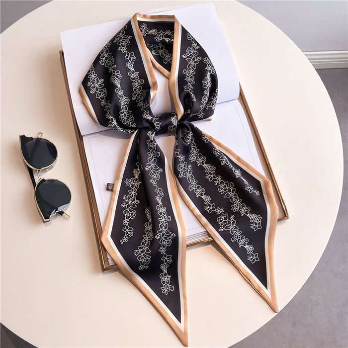 Thin Narrow Long  Silk Scarves Women's tie.