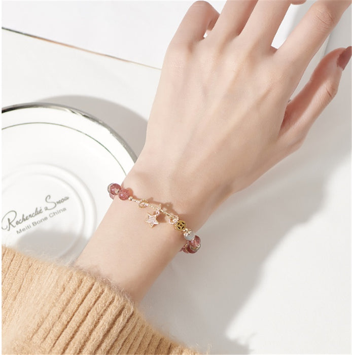 BADO Strawberry Cristal Bracelet with a Peach Lucky Star