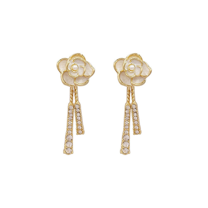 Women's Fashion Tassel Long Camellia Earrings