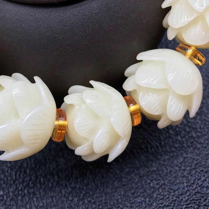 Knot Bracelet Ornament White Three-layer Lotus Single Ring Lotus Beads Bracelet