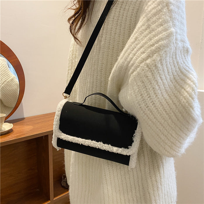 Elegant Contrast Flap Shoulder Purse