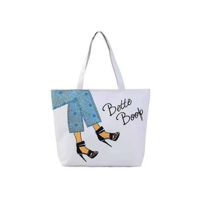 Classic Summer-Style Spacious Printed Canvas Shopper