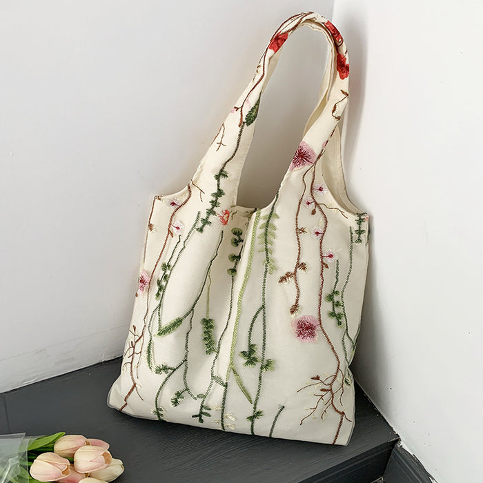 Sophisticated Butterfly Embroidered Shopper Bag